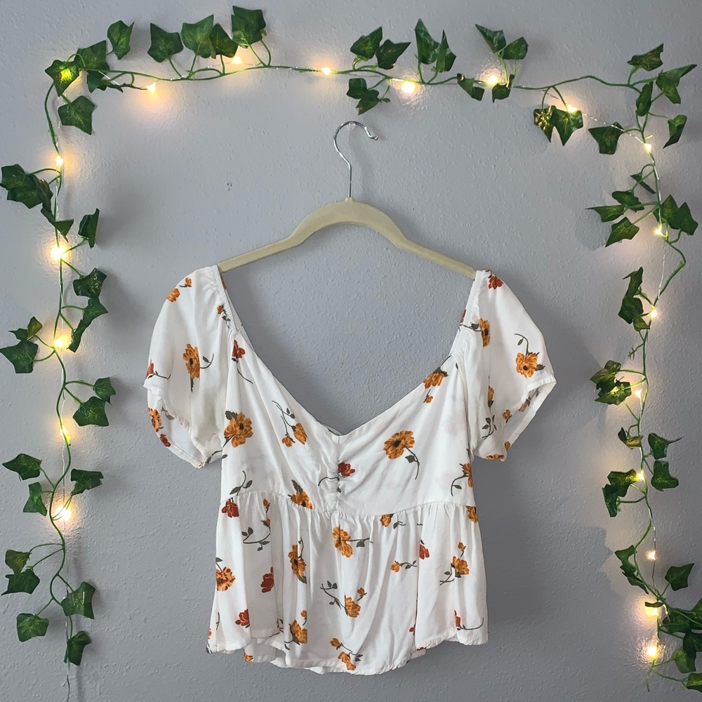 White Floral Blouse